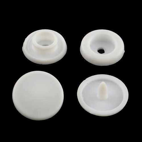 20 boutons pressions rond plastique blanc 10 mm - 4 pièces - couture diy