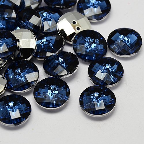 10 boutons acrylique strass bleu foncé 2 trous rond diamètre 10 mm - creation couture diy
