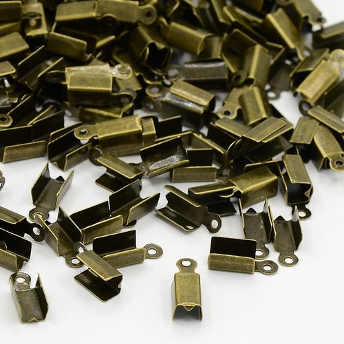 100 embouts cache noeuds a ecraser metal bronze 11,5 x 4,5 mm - creation bijoux perles