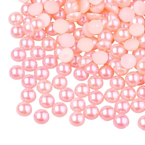 300 perles cabochon demi rond à coller acrylique rose nacre 4 mm - dos plat - creation diy