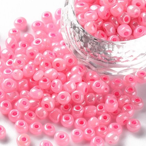 500 perles de rocaille rose diamètre 4 mm 6/0 (36 grs) - creation bijoux