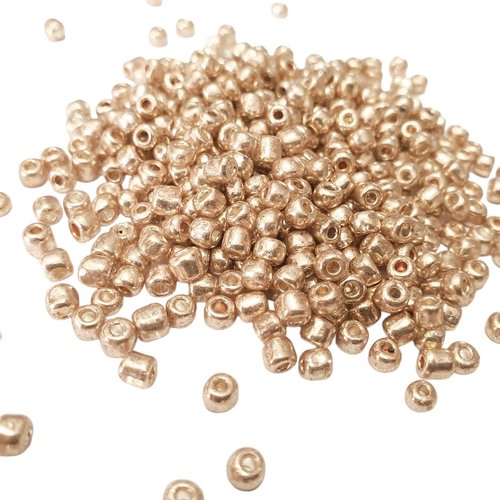 500 perles de rocaille dore or rose gold diamètre 4 mm 6/0 (36 grs) - creation bijoux