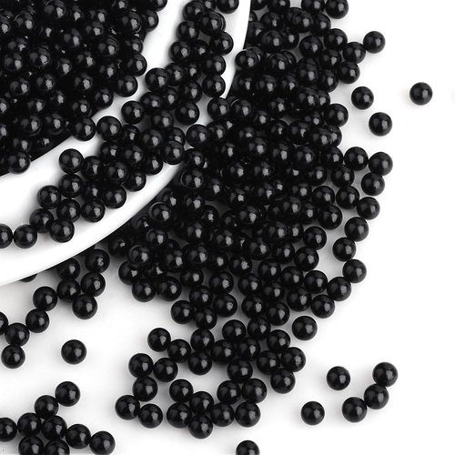 500 perles sans trou rondes acrylique noir nacré 2,5 mm - non percée - creation diy