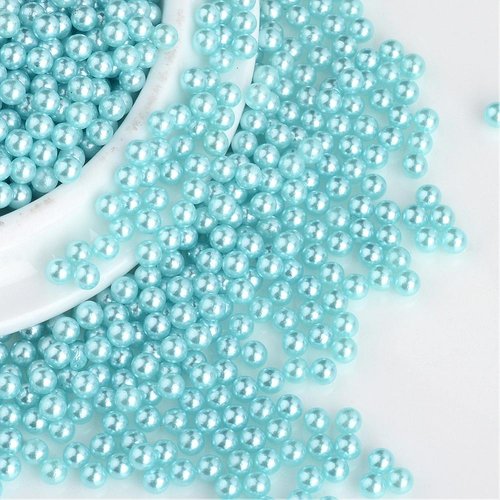 500 perles sans trou rondes acrylique bleu nacré 2,5 mm - non percée - creation diy
