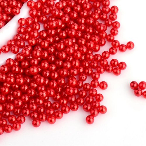 500 perles sans trou rondes acrylique rouge nacré 2,5 mm - non percée - creation diy