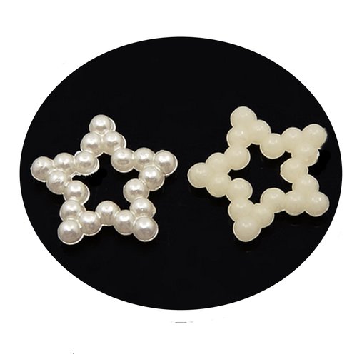 50 perles cabochon forme etoile acrylique beige nacré diamètre 11 mm - creation diy