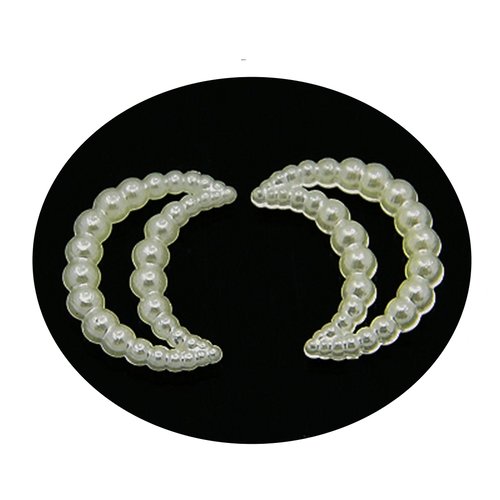 50 perles cabochon forme lune acrylique beige nacré dimensions 14 x 11 mm - creation diy