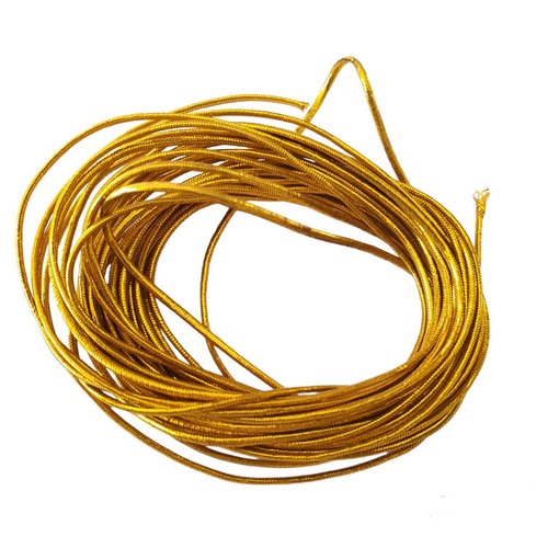 Fil cordon élastique rond aspect métallique doré or diamètre 1 mm - creation perles couture