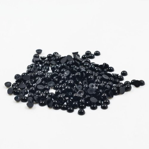 300 perles cabochon demi rond à coller acrylique noir 4 mm - dos plat - creation diy