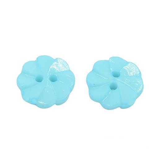 20 boutons acrylique bleu clair forme fleur diamètre 13 mm 2 trous - creation couture diy