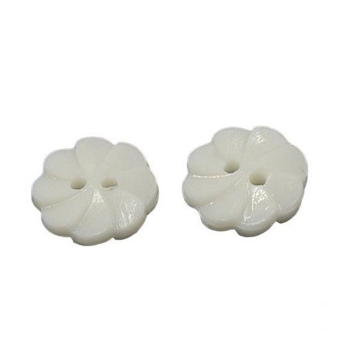 20 boutons acrylique blanc forme fleur diamètre 13 mm 2 trous - creation couture diy