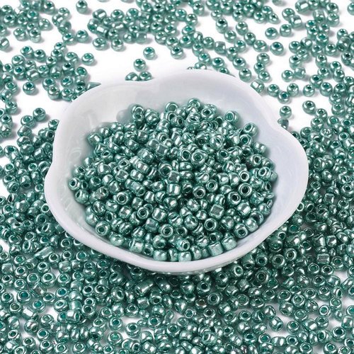 1000 perles de rocaille vert métallisé diamètre 2 mm 12/0 - creation bijoux