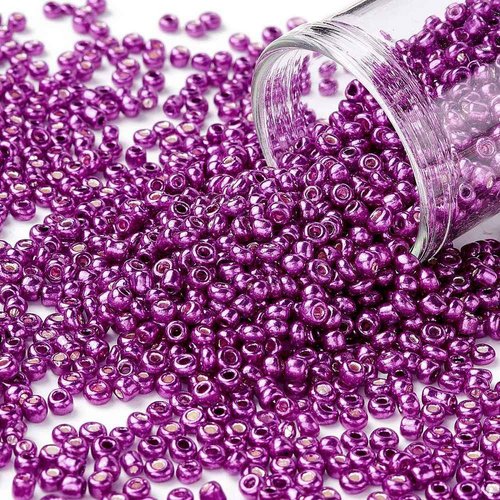 1000 perles de rocaille violet métallisé diamètre 2 mm 12/0 - creation bijoux