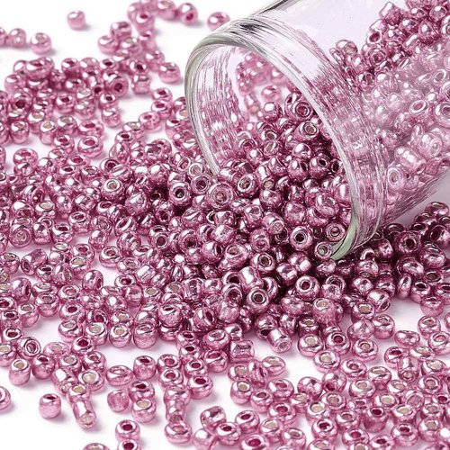 1000 perles de rocaille violet rose métallisé diamètre 2 mm 12/0 - creation bijoux