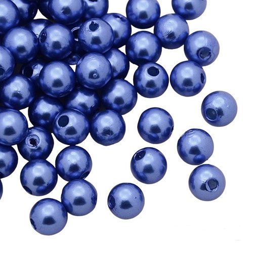 Lot de 200 perles nacrees bleu acrylique diamètre 6 mm - livraison gratuite - creation