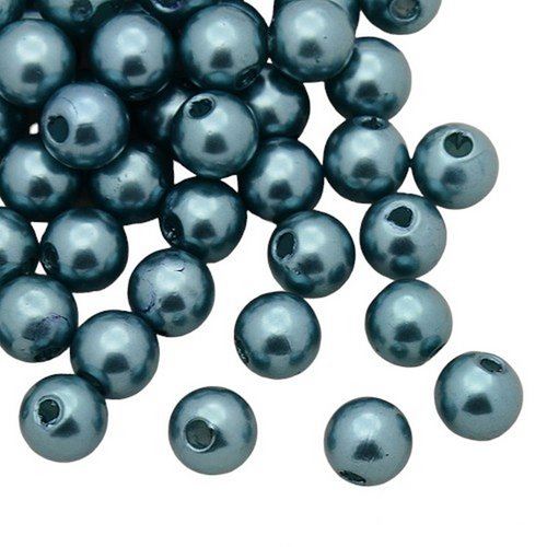 Lot de 200 perles nacrees bleu canard acrylique diamètre 5 mm - livraison gratuite - creation