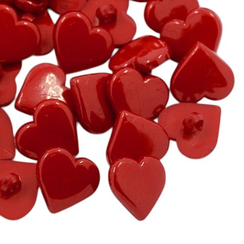 20 boutons de tige rouge forme coeur acrylique diamètre 17 mm 1 trou - creation couture diy