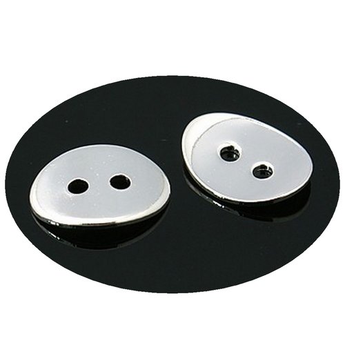 5 boutons metal ovale argenté 14 x 10 mm - creation couture diy