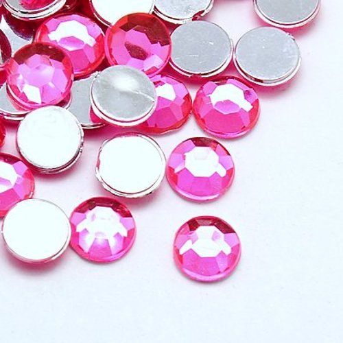300 perles strass cabochon rond strass rose 2 mm acrylique à coller - dos argenté - creation diy