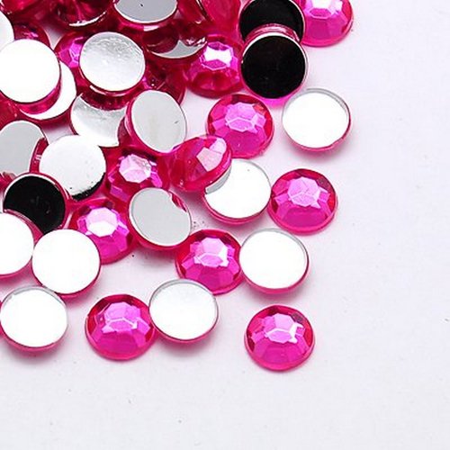 300 perles strass cabochon rond strass rose foncé 2 mm acrylique à coller - dos argenté - creation diy