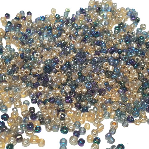 1000 perles de rocaille doré or violet irisé - mélange multicolore ø 2 mm 12/0 - creation bijoux