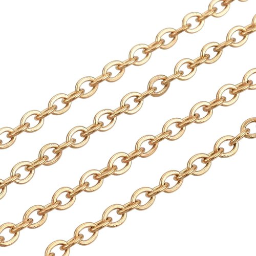 1 mètre de chaine acier inoxydable 304 maille forçat dorée or 2,5 x 2 mm - creation bijoux perles