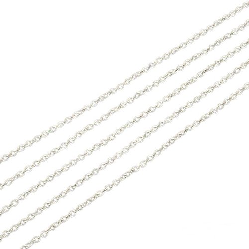 2 mètres de chaine acier inoxydable 304 maille forçat argenté 2,5 x 2 mm - creation bijoux perles