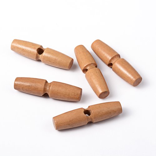 5 boutons toogle bois marron 50 x 13,5 mm 2 trous - couture diy