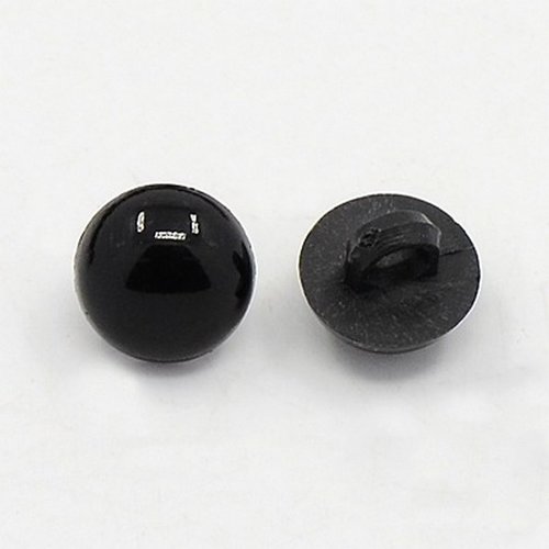 20 boutons de tige noir acrylique diamètre 11 mm 1 trou - creation couture diy