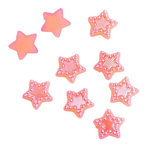 50 perles cabochon etoile rose à coller 10 mm acrylique - dos plat - creation diy