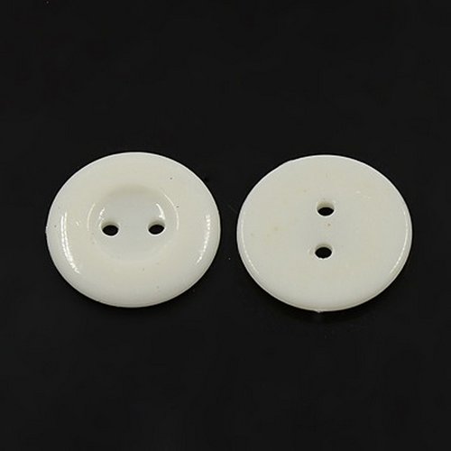 20 boutons acrylique blanc rond 18 mm 2 trous - creation couture diy