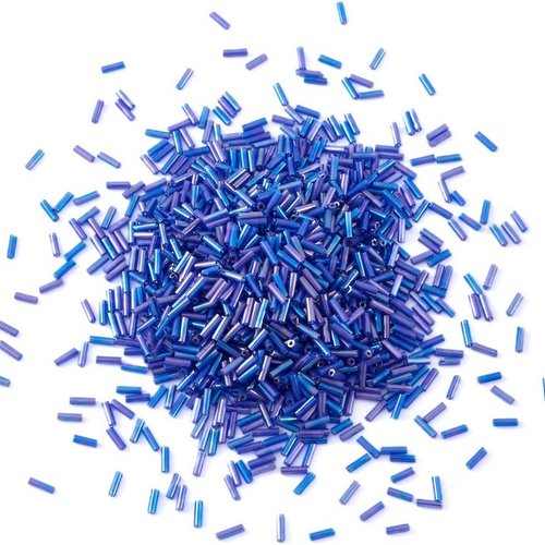 500 perles de rocaille tube bleu avec reflets violets 5 mm diamètre 1,8 mm - creation bijoux