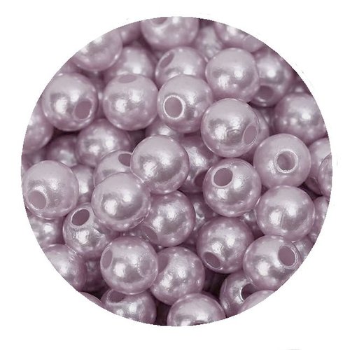 Lot de 200 perles nacrees mauve violet clair acrylique diamètre 5 mm - livraison gratuite - creation