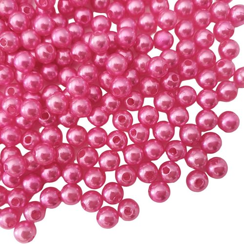 Lot de 200 perles nacrees rose acrylique diamètre 5 mm - livraison gratuite - creation