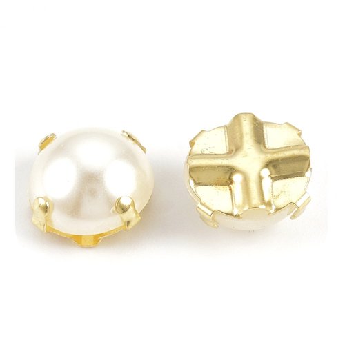 20 boutons métal doré - perle nacrée beige 8 mm acrylique - creation couture diy