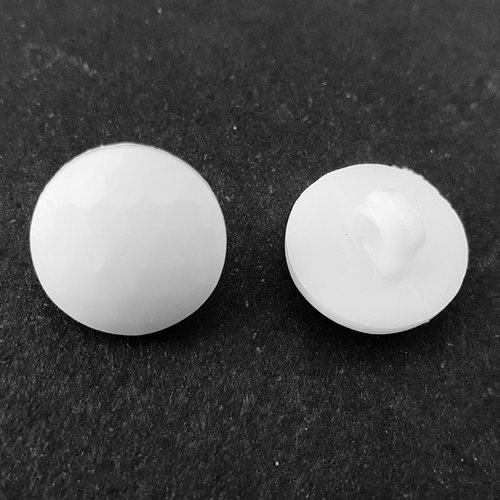 10 boutons de tige à facettes blanc acrylique diamètre 13 mm 1 trou - creation couture diy