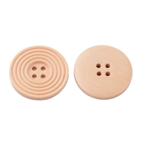 5 boutons bois naturel marron rond 30 mm 4 trous - creation couture diy