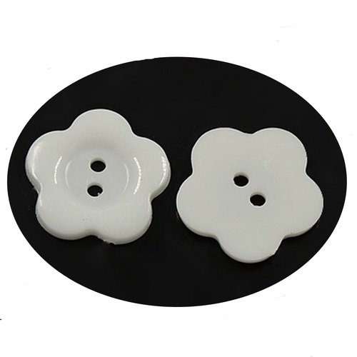 10 boutons acrylique blanc forme fleur 22 mm 2 trous - creation couture diy