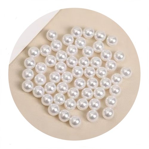 50 perles sans trou rondes acrylique blanc nacré 10 mm - non percée - creation diy
