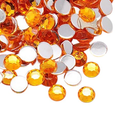 300 perles strass cabochon rond strass jaune orange 2 mm acrylique à coller - dos argenté - creation diy