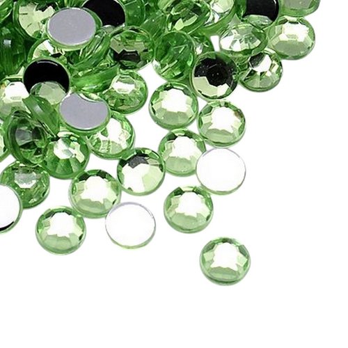 300 perles strass cabochon rond strass vert clair 4 mm acrylique à coller - dos argenté - creation diy