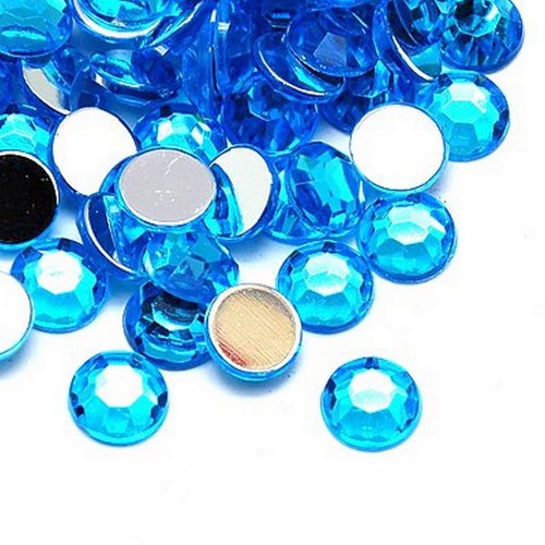 300 perles strass cabochon rond strass bleu 4 mm acrylique à coller - dos argenté - creation diy