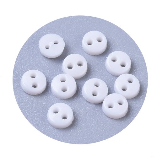 20 mini boutons acrylique blanc rond 4 mm 2 trous - creation couture diy