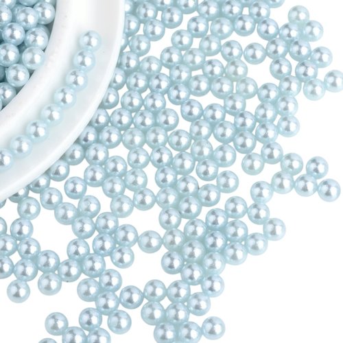 100 perles sans trou rondes acrylique bleu clair nacré diamètre 8 mm - non percée - creation diy