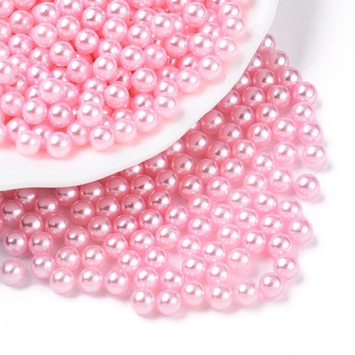 100 perles sans trou rondes acrylique rose clair nacré diamètre 8 mm - non percée - creation diy