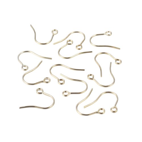 20 crochets boucles d'oreilles metal dore 18 mm acier inoxydable 304 plaqué or 18 k - creation bijoux perles