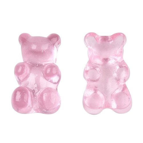 10 cabochon ours ourson rose clair translucide résine 17 x 10 mm - dos plat - perles creation diy