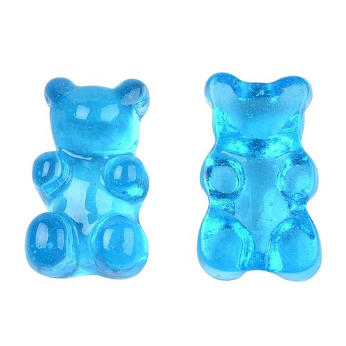 10 cabochon ours ourson bleu translucide résine 17 x 10 mm - dos plat - perles creation diy