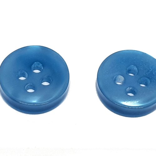 20 boutons acrylique bleu rond diamètre 11,5 mm 4 trous - creation couture diy