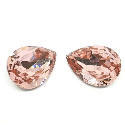 10 perles strass cabochon goutte à facettes rose 10 x 14 mm - acrylique - dos pointu - creation diy